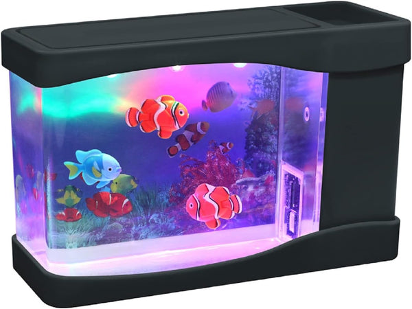 Lightahead® Artificial Mini Aquarium A Sensory Multi Colored LED Swimming Fish Tank with Bubbles