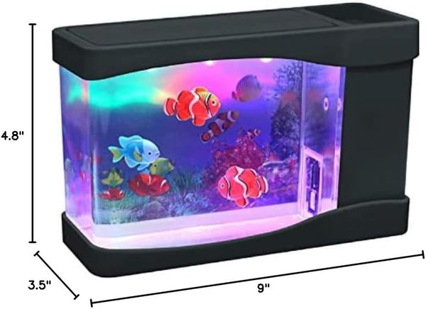 Lightahead® Artificial Mini Aquarium A Sensory Multi Colored LED Swimming Fish Tank with Bubbles