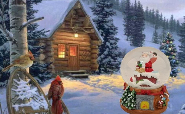 Lightahead Musical Christmas Santa in the Chimney Water Snow Globe with music 100 MM in Poly resin
