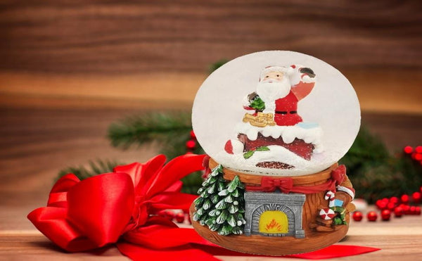 Lightahead Musical Christmas Santa in the Chimney Water Snow Globe with music 100 MM in Poly resin