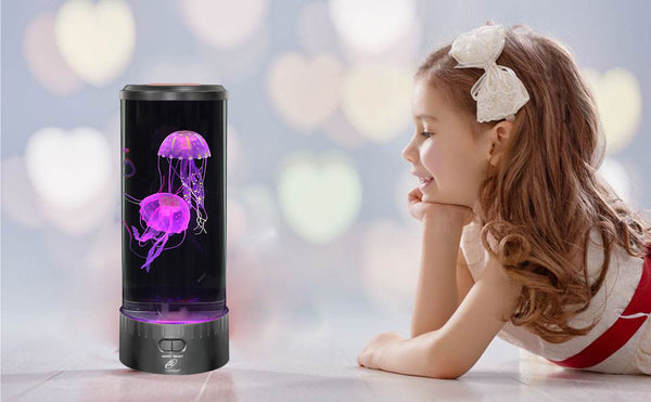 Lightahead LED Jellyfish Lamp Round with Vibrant 5 Color Changing Light Effects. The Ultimate Large Sensory Synthetic Jelly Fish Tank Aquarium Mood Lamp. Ideal Gift (Large)