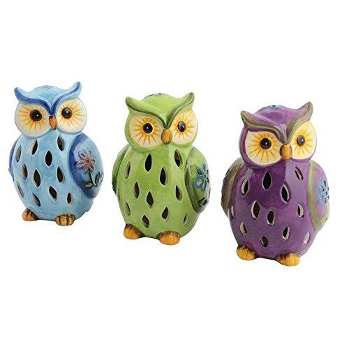 Lightahead® Solar Owl Light Ceramic Owl Powered by Solar LED Light for Park, Patio, Deck, Yard, Garden, Home, Pathway, Outside Landscape for decoration and celebration