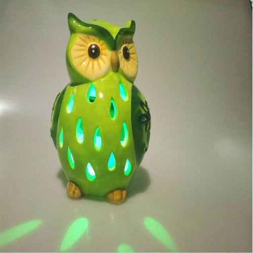 Lightahead® Solar Owl Light Ceramic Owl Powered by Solar LED Light for Park, Patio, Deck, Yard, Garden, Home, Pathway, Outside Landscape for decoration and celebration