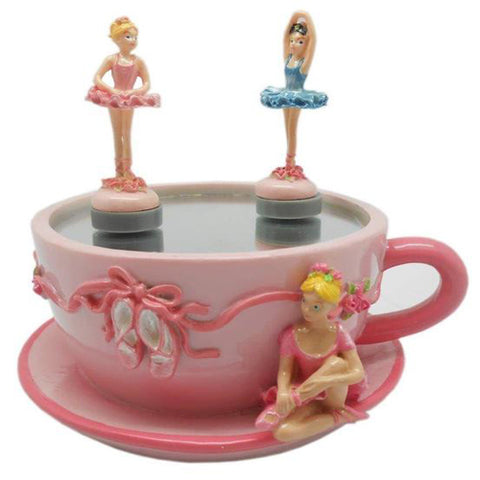 Lightahead Poly resin Skating Ballerina Mini Cup Shaped Music Box with Ballerinas Skating On The Pond great gift