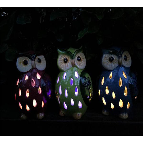 Lightahead® Solar Owl Light Ceramic Owl Powered by Solar LED Light for Park, Patio, Deck, Yard, Garden, Home, Pathway, Outside Landscape for decoration and celebration