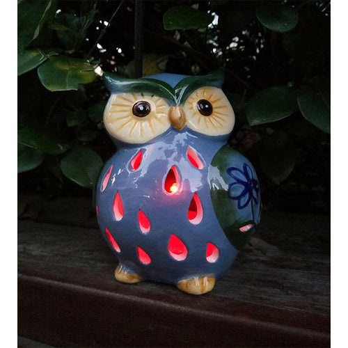 Lightahead® Solar Owl Light Ceramic Owl Powered by Solar LED Light for Park, Patio, Deck, Yard, Garden, Home, Pathway, Outside Landscape for decoration and celebration
