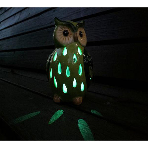 Lightahead® Solar Owl Light Ceramic Owl Powered by Solar LED Light for Park, Patio, Deck, Yard, Garden, Home, Pathway, Outside Landscape for decoration and celebration