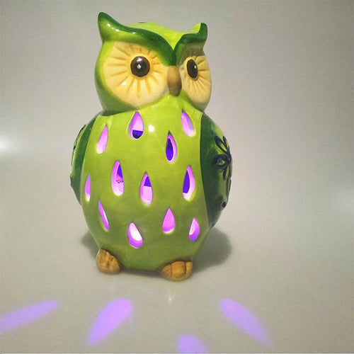 Lightahead® Solar Owl Light Ceramic Owl Powered by Solar LED Light for Park, Patio, Deck, Yard, Garden, Home, Pathway, Outside Landscape for decoration and celebration