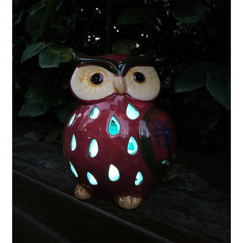 Lightahead® Solar Owl Light Ceramic Owl Powered by Solar LED Light for Park, Patio, Deck, Yard, Garden, Home, Pathway, Outside Landscape for decoration and celebration