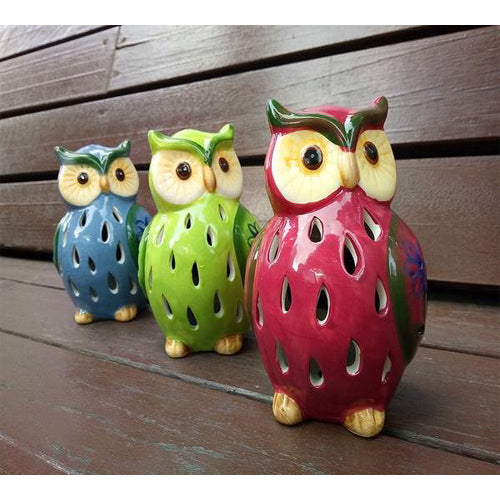Lightahead® Solar Owl Light Ceramic Owl Powered by Solar LED Light for Park, Patio, Deck, Yard, Garden, Home, Pathway, Outside Landscape for decoration and celebration