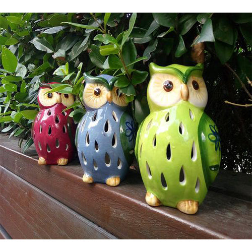 Lightahead® Solar Owl Light Ceramic Owl Powered by Solar LED Light for Park, Patio, Deck, Yard, Garden, Home, Pathway, Outside Landscape for decoration and celebration