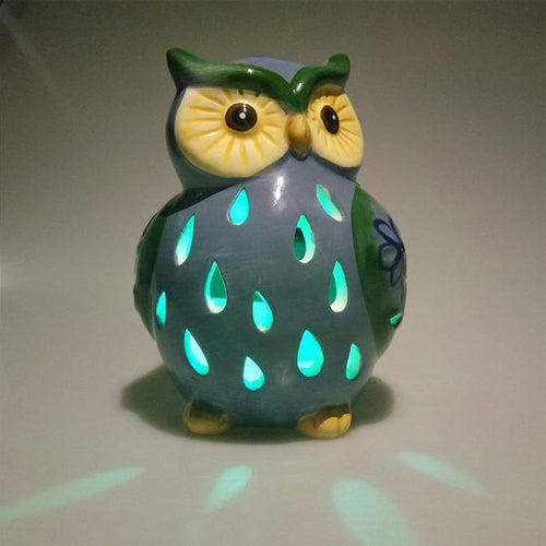 Lightahead® Solar Owl Light Ceramic Owl Powered by Solar LED Light for Park, Patio, Deck, Yard, Garden, Home, Pathway, Outside Landscape for decoration and celebration