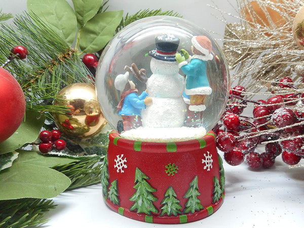 Lightahead Polyresin 100MM Snowman Musical Water Snow Globe with 8 melodies playing