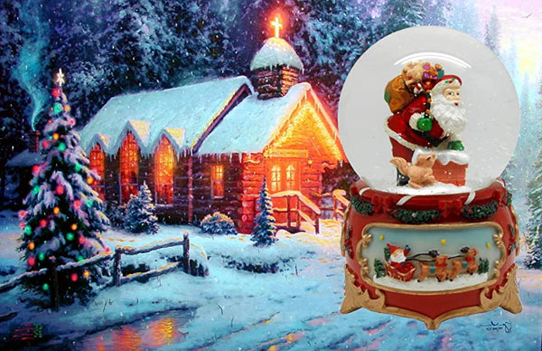 Lightahead PolyResin 80MM Musical Water Snow Globe Playing a Tune & Rotating Table Top Decoration for Christmas (Santa)