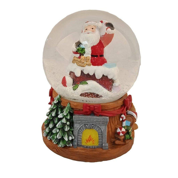 Lightahead Musical Christmas Santa in the Chimney Water Snow Globe with music 100 MM in Poly resin