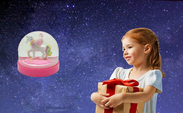 Lightahead Mini Water Globe with Cute Unicorn Inside and Pink Base,Table Top Decorations Christmas, Valentine Gifts