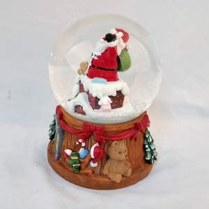Lightahead Musical Christmas Santa in the Chimney Water Snow Globe with music 100 MM in Poly resin