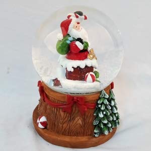 Lightahead Musical Christmas Santa in the Chimney Water Snow Globe with music 100 MM in Poly resin