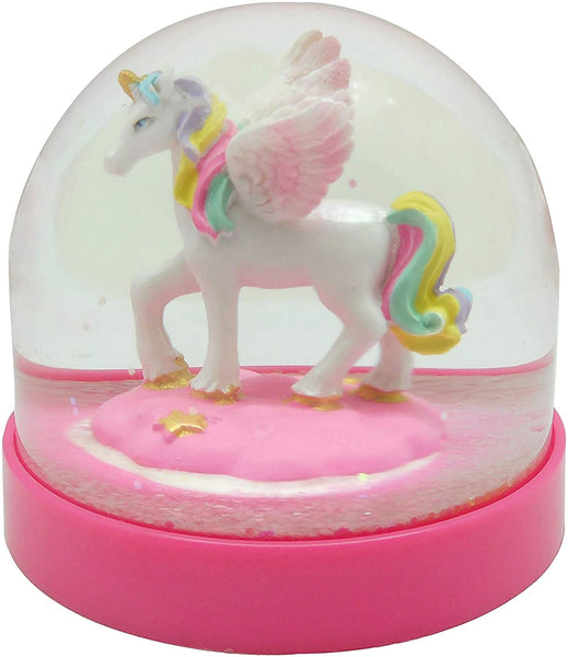 Lightahead Mini Water Globe with Cute Unicorn Inside and Pink Base,Table Top Decorations Christmas, Valentine Gifts