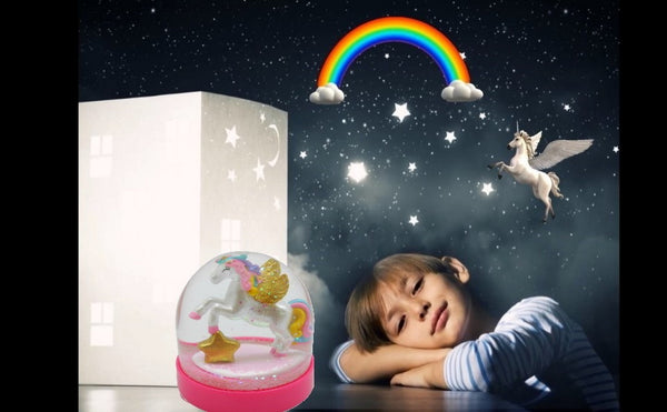 Lightahead Mini Unicorn Snow Globe with Glitter Inside and Pink Base,Table Top Decorations Christmas, Birthday Gifts