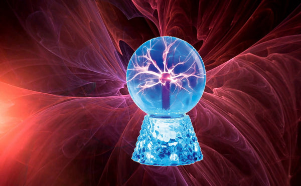 Lightahead 8" Crystal Plasma Ball Lamp Blue Color Globe Design with Transparent Base Touch Sound Sensitive