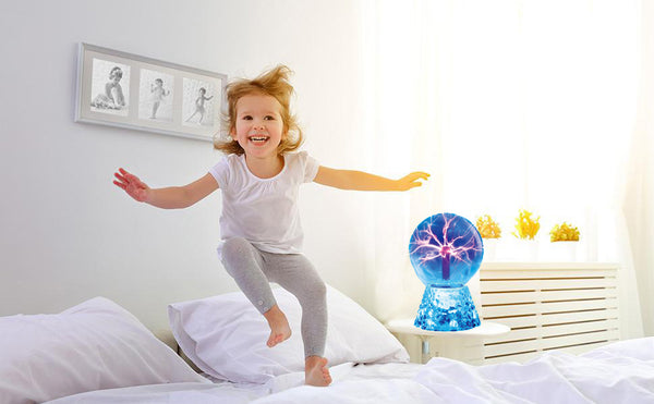 Lightahead 8" Crystal Plasma Ball Lamp Blue Color Globe Design with Transparent Base Touch Sound Sensitive