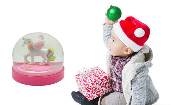 Lightahead Mini Water Globe with Cute Unicorn Inside and Pink Base,Table Top Decorations Christmas, Valentine Gifts