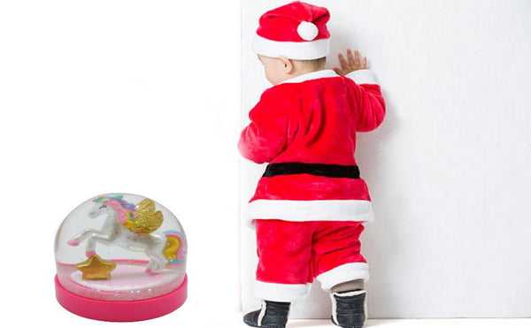 Lightahead Mini Unicorn Snow Globe with Glitter Inside and Pink Base,Table Top Decorations Christmas, Birthday Gifts