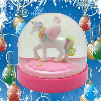 Lightahead Mini Water Globe with Cute Unicorn Inside and Pink Base,Table Top Decorations Christmas, Valentine Gifts