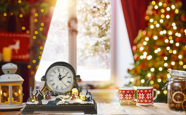Lightahead Musical Christmas Village Scene with Quartz Clock, LED Light and 8 Melodies