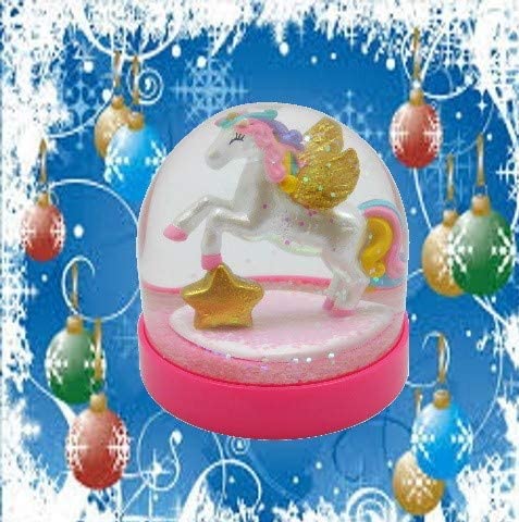 Lightahead Mini Unicorn Snow Globe with Glitter Inside and Pink Base,Table Top Decorations Christmas, Birthday Gifts