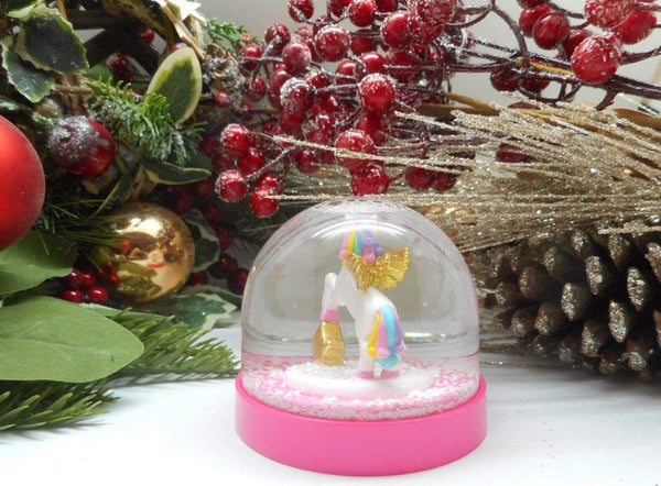 Lightahead Mini Unicorn Snow Globe with Glitter Inside and Pink Base,Table Top Decorations Christmas, Birthday Gifts