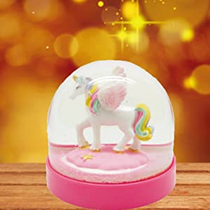 Lightahead Mini Water Globe with Cute Unicorn Inside and Pink Base,Table Top Decorations Christmas, Valentine Gifts