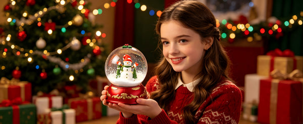Lightahead Christmas Musical Snowman 100mm Snow Globe with Falling Snow | Handcrafted, Glitter Snow Effect, LED Lit, Water Globe, Holiday Decoration, 8 Melodies