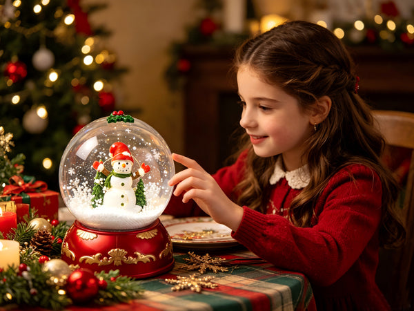 Lightahead Christmas Musical Snowman 100mm Snow Globe with Falling Snow | Handcrafted, Glitter Snow Effect, LED Lit, Water Globe, Holiday Decoration, 8 Melodies