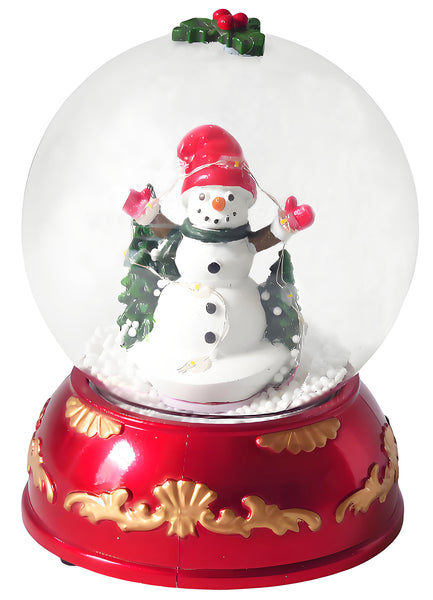 Lightahead Christmas Musical Snowman 100mm Snow Globe with Falling Snow | Handcrafted, Glitter Snow Effect, LED Lit, Water Globe, Holiday Decoration, 8 Melodies