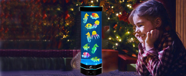 Lightahead LED Fantasy Lava Fish Lamp with Color Changing Light Effects. A Sensory synthetic Fish Tank Aquarium Mood Lamp. Excellent Gift