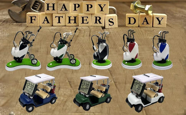 USGOLFER Miniature Desktop Golf Cart Buggy with LCD Display Date,Time and Temperature for Great Gift for Fathers Mothers Day Souvenirs Novelty Golf Gifts & Presents (Green)