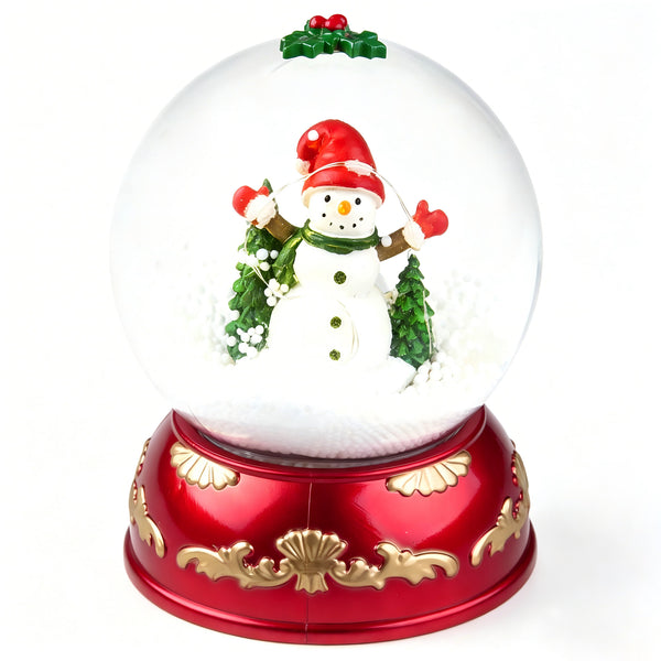 Lightahead Christmas Musical Snowman 100mm Snow Globe with Falling Snow | Handcrafted, Glitter Snow Effect, LED Lit, Water Globe, Holiday Decoration, 8 Melodies