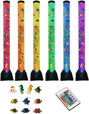 Lightahead Extra Large 4FT LED Bubble Fake Fish Tube – Sensory Aquarium Lamp with 10 Floating Fish & 20 Color Effects – Calming Light for Autism, ADHD, Stress & Anxiety Relief