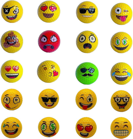 Lightahead Usgolfer Assortment of Random Selection of 12 Unique Emoticon Fun Golf Balls Selected from The Image in The Listing. Novelty Golf Gift