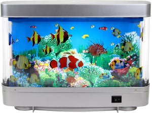 Lightahead Sensory Artificial Aquarium Lamp – LED Virtual Fake Fish Tank with Moving Marine Life Animation Ocean in Motion– Relaxing Ocean Scene Night Light for Kids and Adults (Marine Life A)