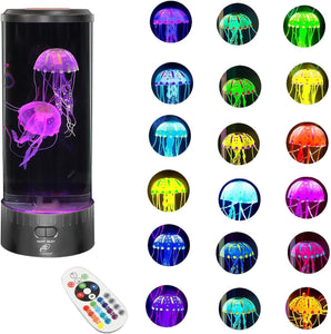 Lightahead Large Round LED Jellyfish Lamp – 18 LEDs with Vibrant Color-Changing Effects – The Ultimate Sensory Fake Aquarium for Decoration, Autism, ADHD, Stress & Anxiety Relief – Ideal Gift (Large)