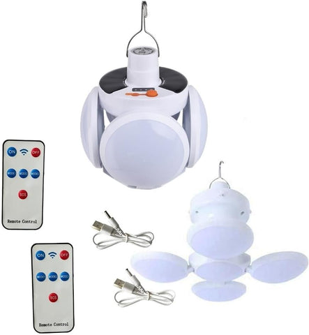 Lightahead Solar & USB Charging Lantern Hanging Foldable Lamp with Bright LED Lights and Remote Control (Set of 2)