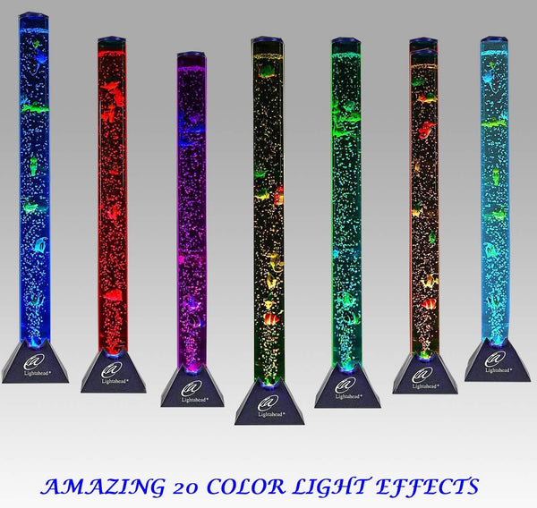 Lightahead Extra Large 4FT LED Bubble Fake Fish Tube – Sensory Aquarium Lamp with 10 Floating Fish & 20 Color Effects – Calming Light for Autism, ADHD, Stress & Anxiety Relief