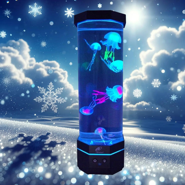 Lightahead LED Sensory Jellyfish Aquarium Lamp with Bluetooth Speaker and Color Changing Light Effects. Majestic and Standing Tall at 16 Inches! Large (16 Inches Tall)