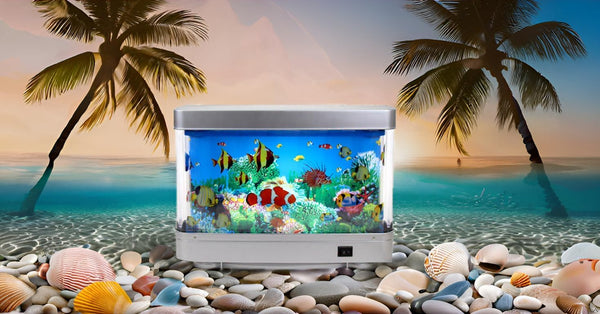 Lightahead Sensory Artificial Aquarium Lamp – LED Virtual Fake Fish Tank with Moving Marine Life Animation Ocean in Motion– Relaxing Ocean Scene Night Light for Kids and Adults (Marine Life A)