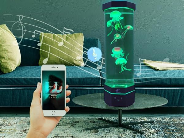 Lightahead LED Sensory Jellyfish Aquarium Lamp with Bluetooth Speaker and Color Changing Light Effects. Majestic and Standing Tall at 16 Inches! Large (16 Inches Tall)