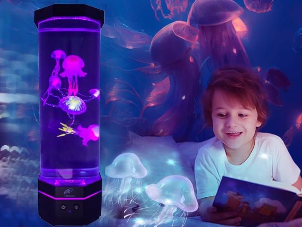 Lightahead LED Sensory Jellyfish Aquarium Lamp with Bluetooth Speaker and Color Changing Light Effects. Majestic and Standing Tall at 16 Inches! Large (16 Inches Tall)