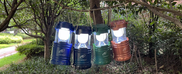 Lightahead Portable Outdoor LED Camping Lantern, Set of 4 Colors Black,Blue,Brown,Green, Collapsible. Great for Emergency, Tent Light, Backpacking (Without Battery)